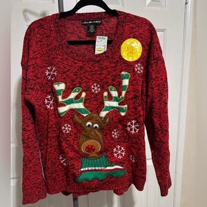 Ugly Christmas Red Festive Reindeer Sweater
